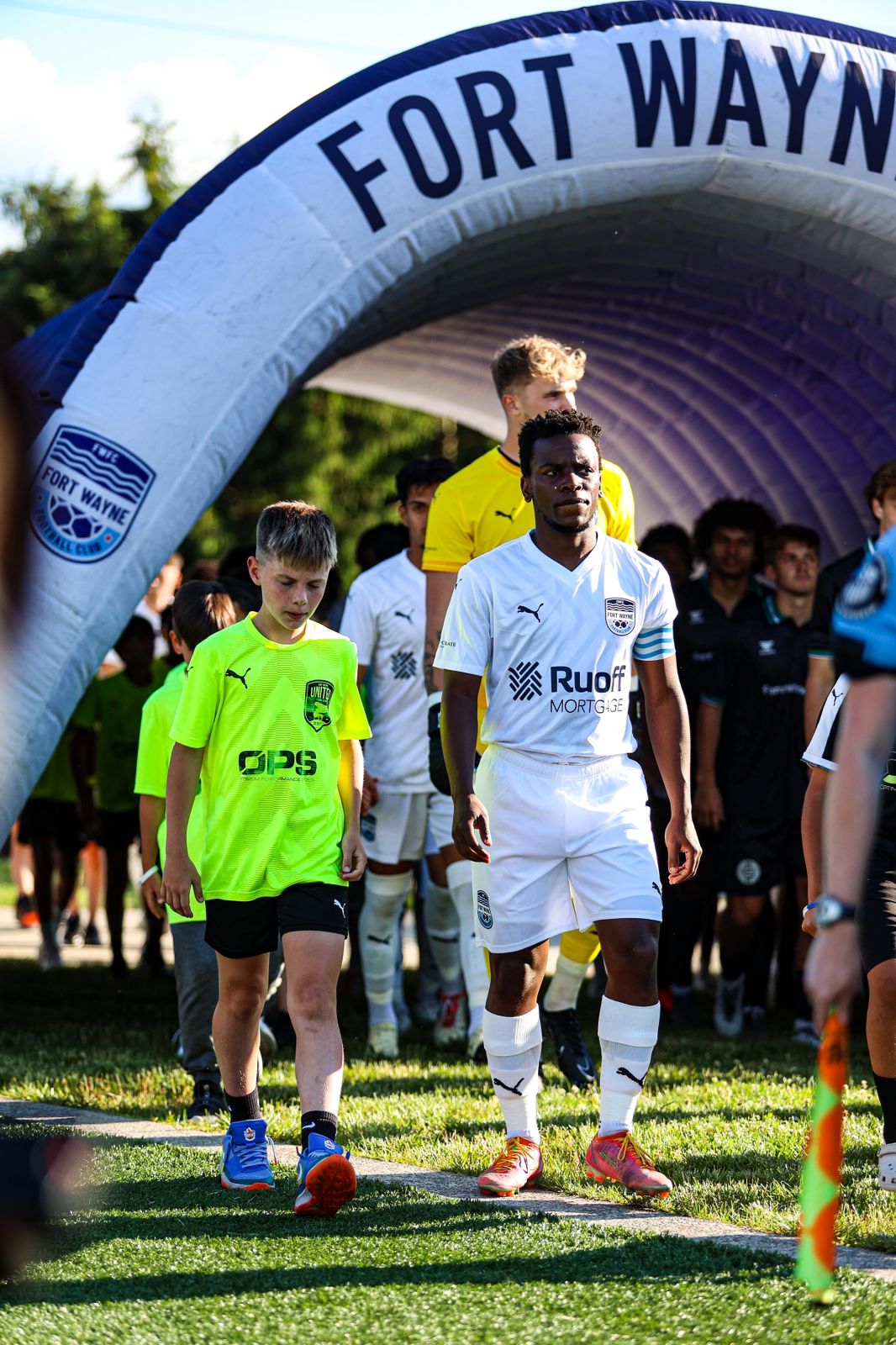 Player walking out of the tunnel at Fort Wayne FC on game day
